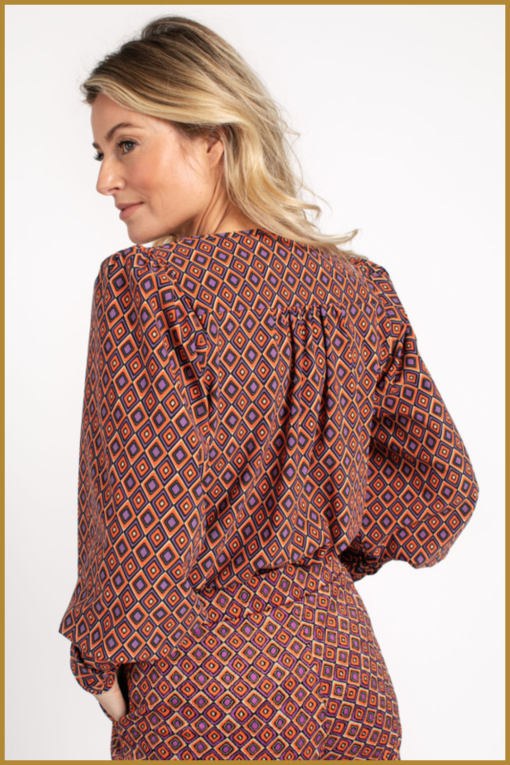 Studio Anneloes - Leslie diamond blouse - STU230006 orange/purple - Afbeelding 3