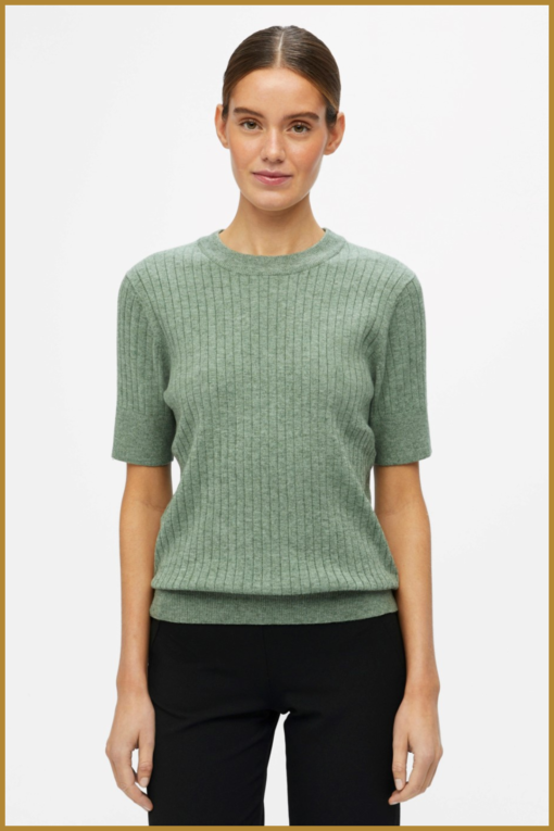 Shirt KM OBJNOELLE - OBJ230012 vineyard green melange - Afbeelding 2