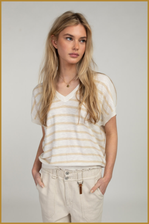 Gilet Kamaria - MOS230010 sand stripe