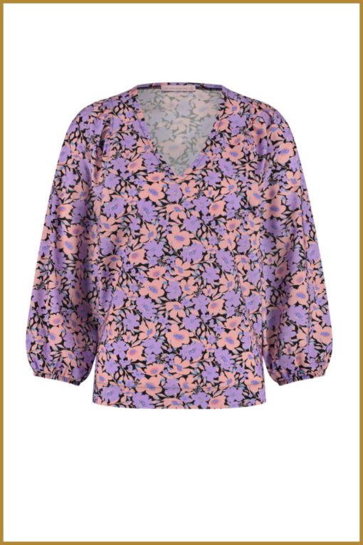 Studio Anneloes - Zaria flower shirt - STU230010 lila