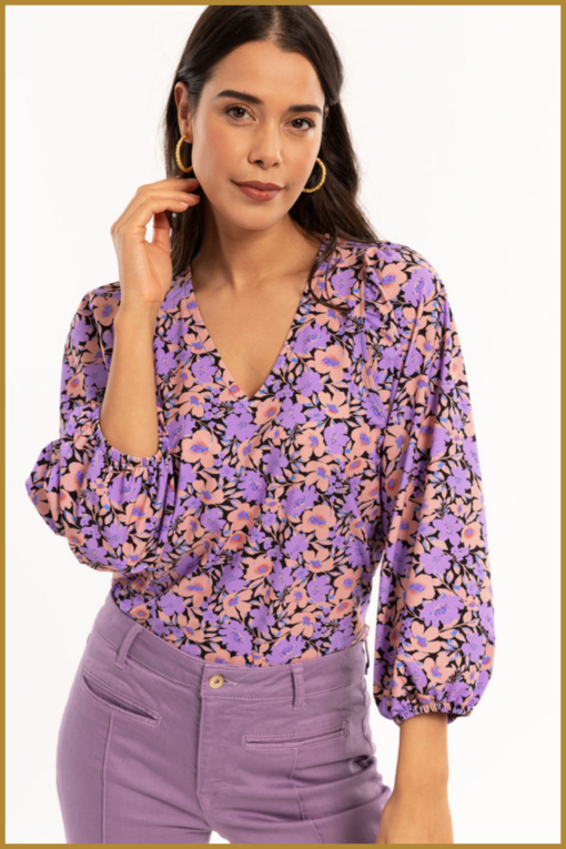 Studio Anneloes - Zaria flower shirt - STU230010 lila