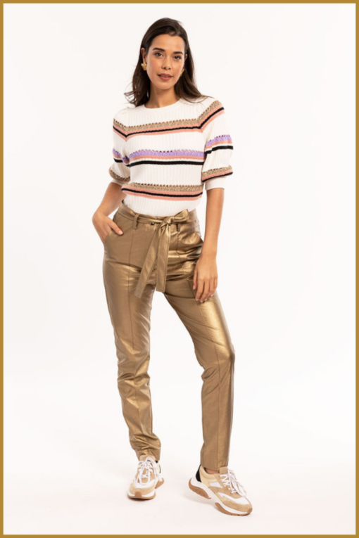 STUDIO ANNELOES - Mita faux leather trousers gold - STU230039