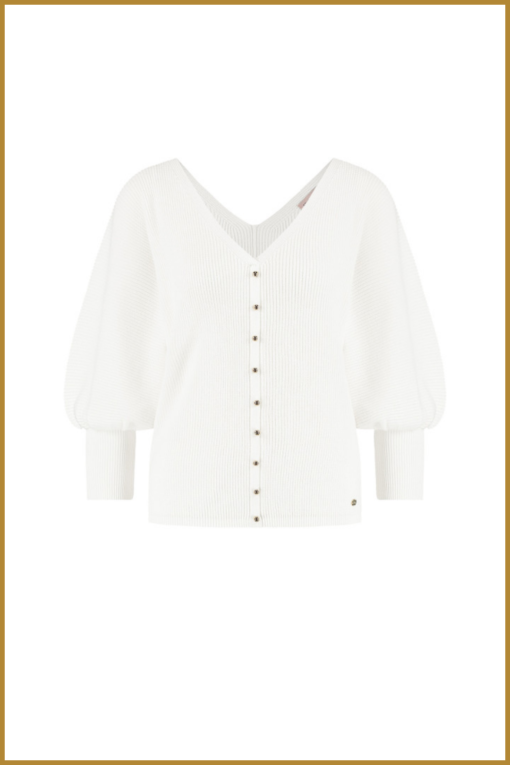 STUDIO ANNELOES - Elora button pullover white - STU230044 - Afbeelding 2