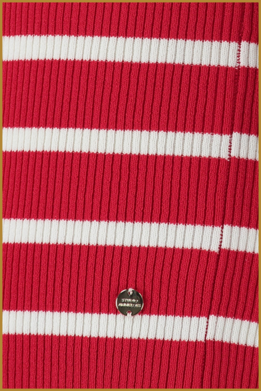 STUDIO ANNELOES -  Diede stripe bootneck pullover red white - STU230043 - Afbeelding 3