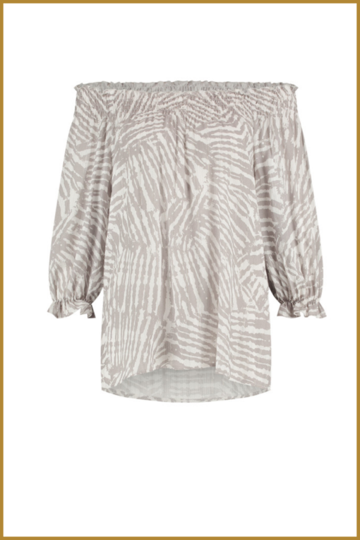 STUDIO ANNELOES - Alicia voile smoq top taupe - STU230060