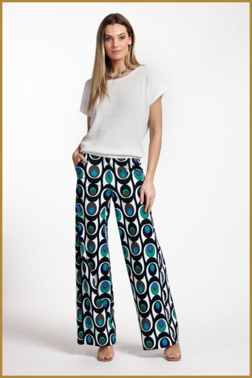 STUDIO ANNELOES - Lexis retro trousers skyemerald - STU230027