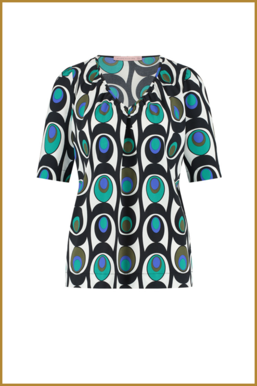 STUDIO ANNELOES -Lilly retro shirt - skyemerald - STU230026 - Afbeelding 2