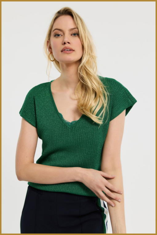 STUDIO ANNELOES - Tanya lurex pullover green - STU23088