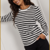 STUDIO ANNELOES - Luna stripe pullover stu230094 offwhite black