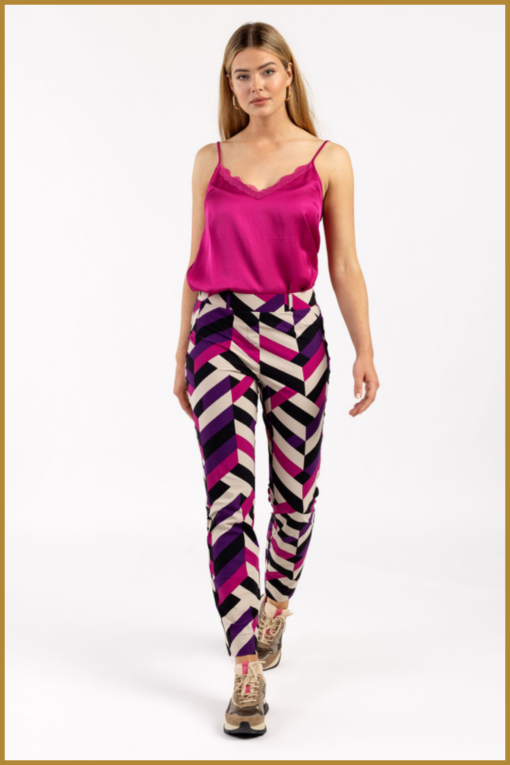 STUDIO ANNELOES - Anke graphic trousers off white/raspberry - STU23092 - Afbeelding 2