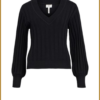 OBJALICE L/S V-NECK KNIT PULLOVER - OBJ230051 black