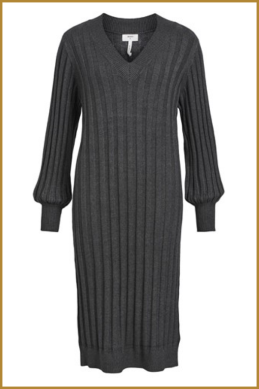 Object - OBJALICE L/S KNIT DRESS - OBJ230042 dark grey melange