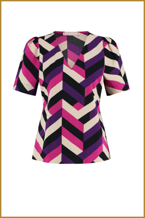 STUDIO ANNELOES - Sophie graphic top off white/raspberry - STU23093 - Afbeelding 2