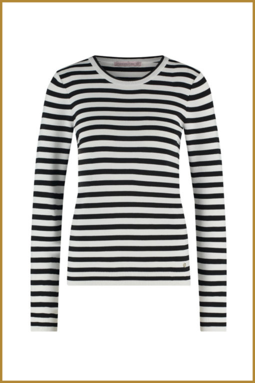 STUDIO ANNELOES - Luna stripe pullover stu230094 offwhite black - Afbeelding 2