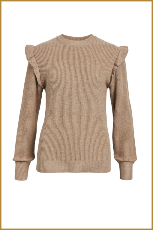 Pullover OBJMALENA ruffle - OBJ230061 fossil - Afbeelding 2