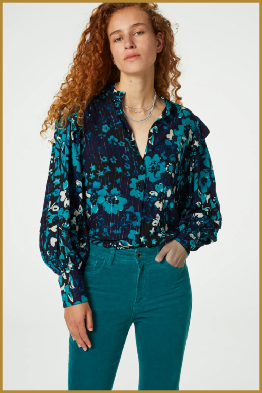 FABIENNE CHAPOT -  Philo Blouse black teal - FAB230063