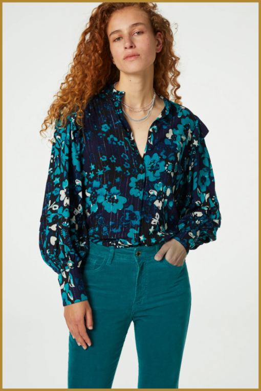 FABIENNE CHAPOT - Philo Blouse black teal - FAB230063