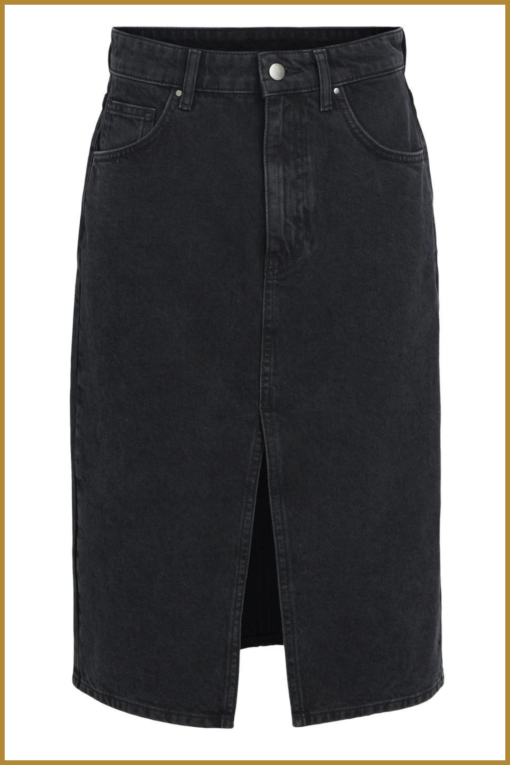 OBJECT - OBJHARLOW MIDI DENIM SKIRT NOOS black - OBJ230080