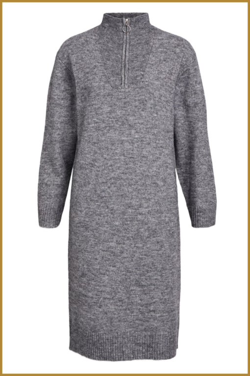 OBJECT - OBJMINNA L/S KNIT DRESS - OBJ230075 dark grey melange - Afbeelding 2