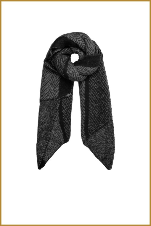 INUZ - Sjaal zigzag print multi - YEH230002 zwart/grijs