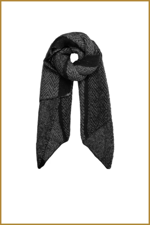 INUZ -  Sjaal zigzag print multi - YEH230002 zwart/grijs