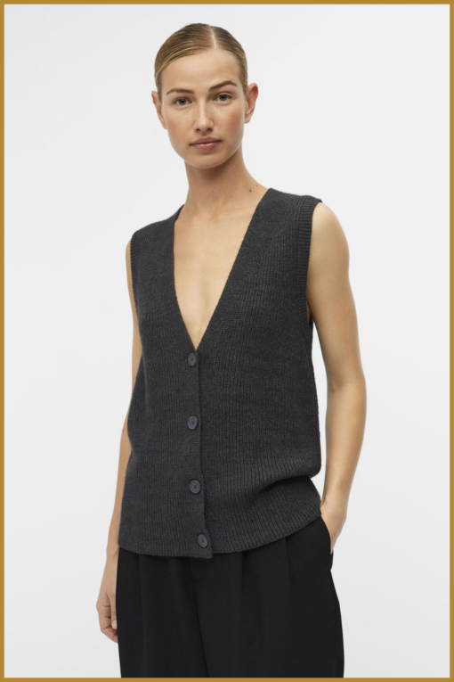 OBJECT - OBJMALENA KNIT VEST - OBJ230078 dark grey melange