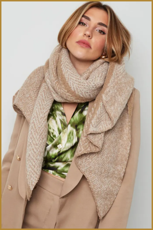 INUZ -  Sjaal zigzag print multi - YEH230001 beige