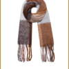 INUZ - Multikleuren wintersjaal met franjes - YEH230008 bruin