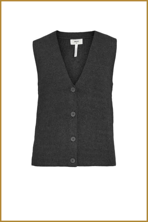 OBJECT - OBJMALENA KNIT VEST - OBJ230078 dark grey melange