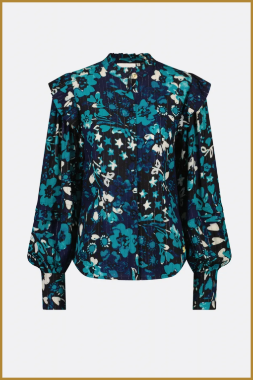 FABIENNE CHAPOT -  Philo Blouse black teal - FAB230063 - Afbeelding 2