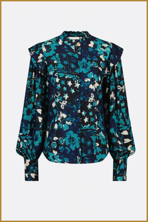 FABIENNE CHAPOT - Philo Blouse black teal - FAB230063