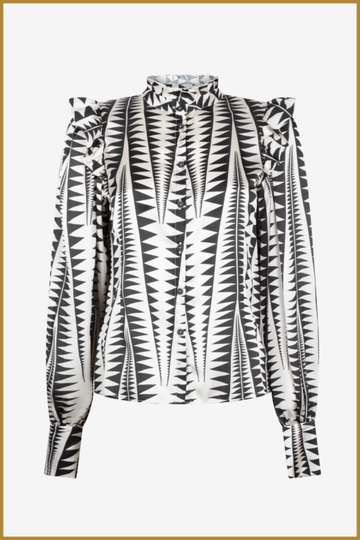 JL -  Kim blouse white black - JAN230062 - Afbeelding 2