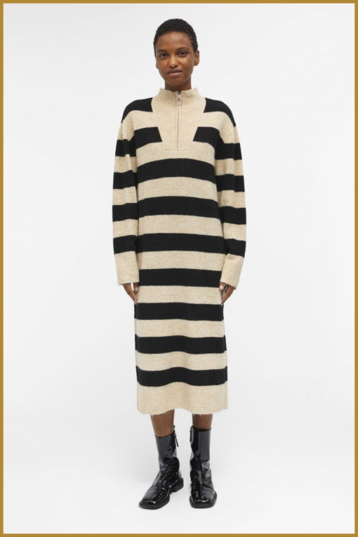 OBJECT - OBJMINNA L/S KNIT DRESS - OBJ230074 sandshell