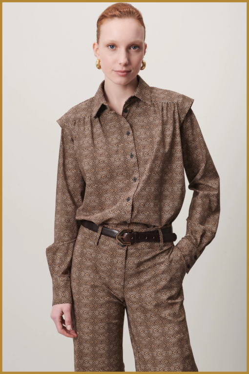 JL-  Hanna Blouse Technical Jersey- brown -JAN230052