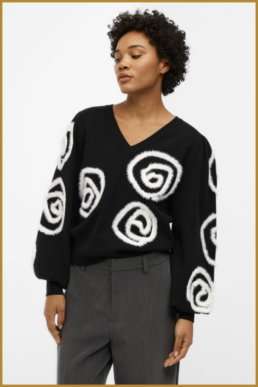 OBJECT - OBJINDA LS KNIT PULLOVER zwart - OBJ230100 - Afbeelding 2