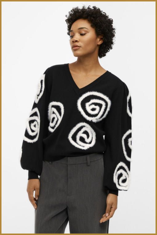 OBJECT - OBJINDA LS KNIT PULLOVER zwart - OBJ230100