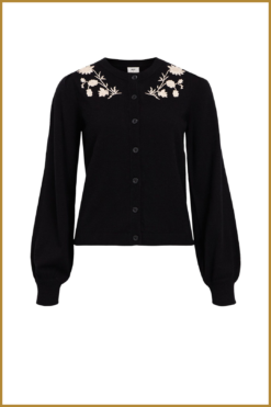 Alternative view of OBJECT - OBJTHESS L/S KNIT EMBROIDERY CARDIGAN E black -OBJ230105