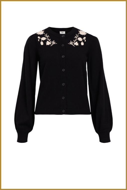 OBJECT - OBJTHESS L/S KNIT EMBROIDERY CARDIGAN E black -OBJ230105 - Afbeelding 2