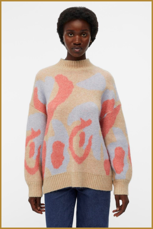OBJECT - OBJJOYA L/S KNIT PULLOVER  - OBJ230091 print