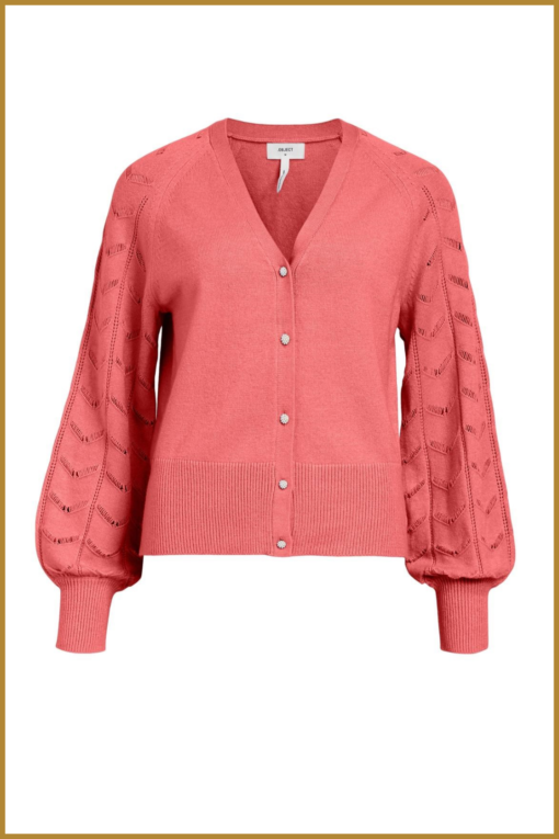 OBJECT - OBJEVA L/S KNIT CARDIGAN - OBJ230094 georgia peach melange