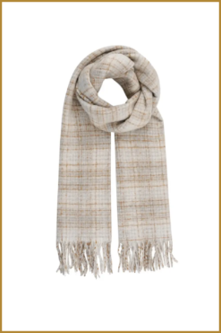 INUZ -  Checked warm winter scarf- offwhite -YEH230025