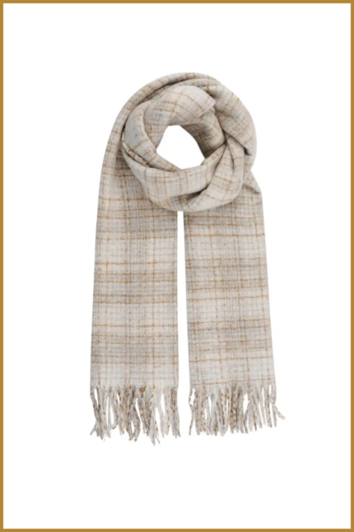 INUZ - Checked warm winter scarf- offwhite -YEH230025
