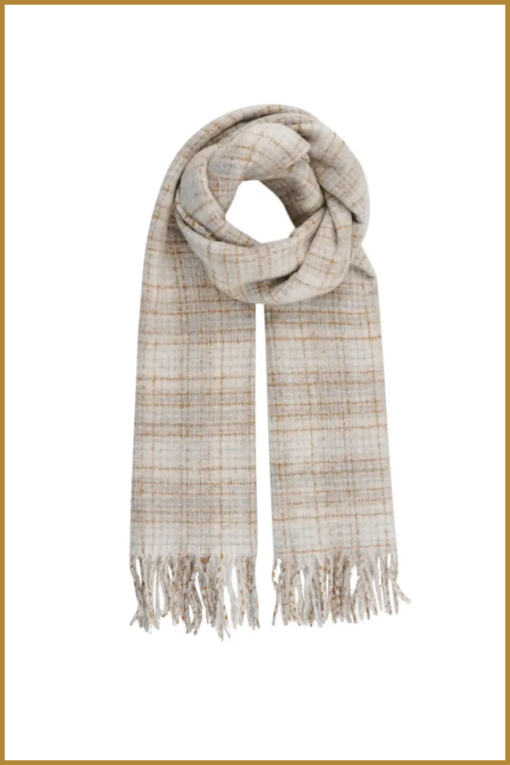 INUZ -  Checked warm winter scarf- offwhite -YEH230025