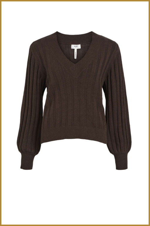 OBJALICE L/S V-NECK KNIT PULLOVER - OBJ230052 java - Afbeelding 2