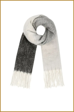 INUZ -  Colored basic scarf -black white  INU230022