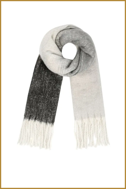 INUZ - Colored basic scarf -black white INU230022