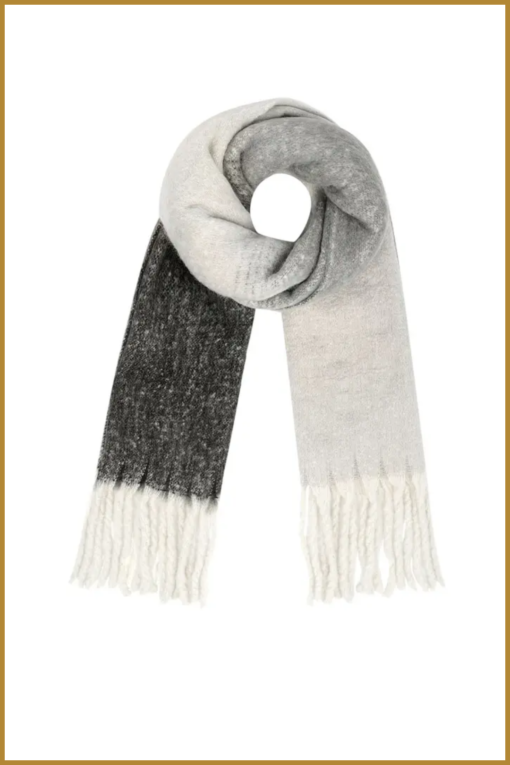 INUZ -  Colored basic scarf -black white  INU230022