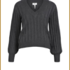 OBJALICE L/S V-NECK KNIT PULLOVER - OBJ230050 dark grey melange