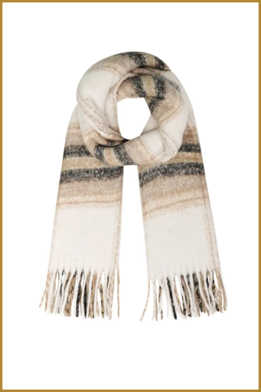 INUZ - |Scarf colorful stripe detail - beige-YEH230033