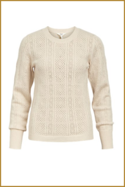 Alternative view of OBJECT - OBJHAVANA L/S O-NECK KNIT PULLOVER - OBJ230098 sandshell melange